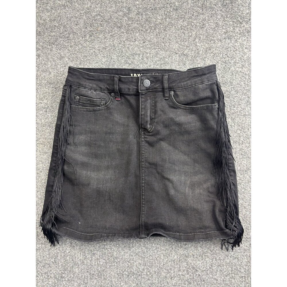 Idyllwind Skirt‎ Womens XS Black Denim Fringe Western Mini Miranda Lambert